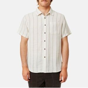 Katin Alan Short Sleeve Button Down Shirt in Cream/Grey new Size Med
